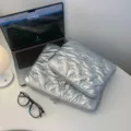 Korean style quilted bow laptop sleeve 13 14 inch lightweight protective case for students - 11" / Silver