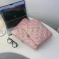 Korean quilted bow laptop sleeve 13 14 inch lightweight computer protective bag stylish pink case - 11" / Pink