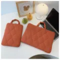 Quilted laptop sleeve stylish portable briefcase 11/14 inch notebook bag for women - 11寸(竖款) / Brick Red