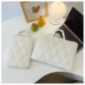 White quilted laptop sleeve, padded notebook bag with handle for 11/14 inch devices. - 11寸(竖款) / White
