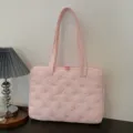 Sac à bandoulière rose brodé de nœuds pour ordinateur 14 pouces cartable mignon femme - Rose