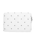 White laptop sleeve with black polka dots, minimalist waterproof protective pouch for notebook. - 10-11 Inch / Off White