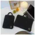Black quilted laptop bag 13 14 inch Korean style sleeve case lightweight notebook cover. - 11寸(竖款) / Black