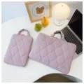 Purple quilted laptop sleeve portable computer bag aesthetic cute notebook protective case. - Purple