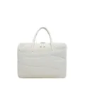 Korean Style Quilted Laptop Bag 14 Inch Padded Notebook Sleeve Business Commuter Tote - 14" / White