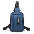 Bolso de pecho impermeable para hombre mochila cruzada casual con puerto USB azul. - Azul