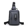 Bolso de pecho impermeable para hombres mochila cruzada de hombro gris versátil diseño - Gris oscuro