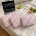Pink quilted laptop sleeve set cute floral tablet case soft padded notebook bag for women - 11" / Pink