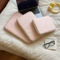 Pink quilted laptop sleeve case for 11 14 15.6 inch protective tablet storage bag. - 21.5*27.5*2.5cm / Pink
