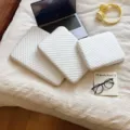 White quilted laptop sleeve, minimalist tablet inner bag and protective storage case. - 21.5*27.5*2.5cm / Off White