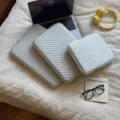Grey quilted laptop sleeve bag for 13 14 15.6 inch notebook, stylish protective case. - 21.5*27.5*2.5cm / Gray