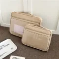 Bolsa de almacenamiento minimalista beige para tablet iPad Pro con ventana transparente y asa. - 13" / Caqui