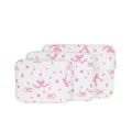 Cute pink bow embroidered quilted laptop sleeve set, stylish white aesthetic tablet storage bag. - S / White