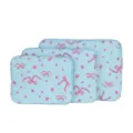 Light blue quilted laptop sleeve set with pink bow and star embroidery for tablet storage. - S / Blue