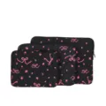 Black quilted laptop sleeve set with pink bow and star embroidery, 3 sizes tablet bag. - S / Black