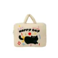 Korean cute black cat laptop sleeve tablet handbag commuter storage bag protective case - Light Yellow Horizontal Style
