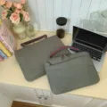 Grey laptop sleeve case with purple handle, shockproof protective bag for tablet and notebook - Gray