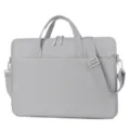 Borsa per laptop grigio chiaro con tracolla, valigetta minimalista per ufficio. - Grigio