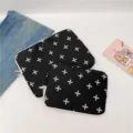 Black tablet sleeve laptop bag with white cross pattern cute protective case storage pouch - 11" / Black