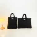 Black quilted laptop handbag variant suitable for 11-inch iPad and 13-inch portable computer. - 11寸(竖款) / Black