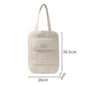 Borsa per laptop trapuntata beige da 15 pollici con manici, elegante e portatile. - Bianco avorio