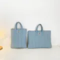 Light blue quilted laptop bag set, soft padded tablet sleeve with handles for daily use. - 11寸(竖款) / Sky Blue