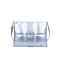 Silver quilted padded laptop messenger bag, 15.6 inch shoulder bag for daily commute. - Silver