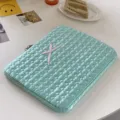 Mint green quilted heart laptop sleeve with cute pink bow, perfect 11/13 inch tablet storage. - 15-15.6 Inch / Green