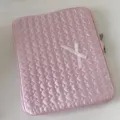 Pink quilted heart pattern tablet sleeve with cute white bow, 11 to 13 inch laptop storage case - 11" / Pink