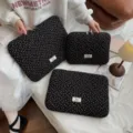 Korean floral quilted laptop sleeve 13 inch ipad tablet storage bag lightweight minimalist fashion - 11" / Black