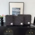 Black quilted 13-inch laptop sleeve with cute pink bow pattern, stylish tablet storage case. - S / Black