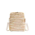 Fluffy tiger stripe crossbody bag plush tablet sleeve cute shoulder bag with strap - S / Khaki