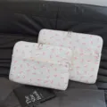 Cute pink bow white laptop sleeve case with pearl zipper, soft laptop pouch bag. - S / White