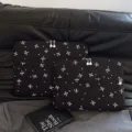 Housse d'ordinateur portable noire brodée de nœuds avec fermeture perle pour travail - Noir et Blanc
