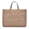 Minimalist khaki canvas tote bag, versatile casual commuter shoulder handbag for laptop. - 13-14 Inch / Milk Tea