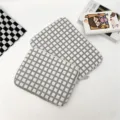 Korean style grey white grid laptop sleeve and tablet pouch set, fluffy fleece inner padding. - 11" / Gray