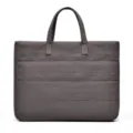 Gray quilted tote bag, minimalist commuter shoulder bag for laptop and tablet, stylish variant. - 13-14 Inch / Coffee