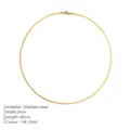 Collier Chaine Epi de Blé Or 2mm 40cm Acier Inoxydable Plaque Or 14K Style Minimaliste - Largeur 2mm Longueur 45cm (YX33101) / Or