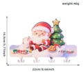 Christmas wooden key holder wall mount with Santa Claus design, 4 hooks, 22x14.5cm. - Santa Claus With Christmas Tree Wooden Hook With Adhesive Fastener Set