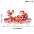 Christmas wooden key holder wall mount Santa Claus reindeer holiday home decor 4 hooks - Elk Sleigh Ride Wooden Hook With Adhesive Fastener Set