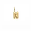 Ciondolo pendente con lettera N bombata placcata oro 14K minimalista per gioielli fai da te. - Lettera N / Oro
