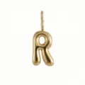 Ciondolo lettera R dorato per collana, charm gioiello DIY minimalista in acciaio inox 14K. - Lettera R / Oro