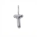 Ciondolo Lettera T Argento Acciaio Inossidabile Puffy Alfabeto Charm Gioiello DIY - Lettera T / Argento