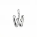 Ciondolo con lettera W gonfia color argento, accessorio per collana fai da te in acciaio. - Lettera W / Argento