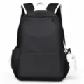 Mochila escolar negra con correas blancas y bonito colgante de peluche gran capacidad. - Negro Con Colgante