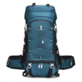 Blue outdoor mountaineering backpack, large capacity waterproof hiking and camping travel bag. - 46L / Dark Blue