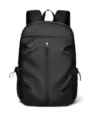 Black water-resistant backpack, large capacity travel sports daily daypack with zipper pocket. - Black