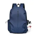 Casual solid color minimalist backpack with cute plush puppy pendant for daily use. - Blue with Pendant