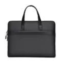Klassische schwarze Business Laptoptasche mit Doppelgriffen und sicherem Reißverschluss. - Schwarz