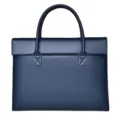 Borsa da lavoro in pelle blu scuro per uomo e donna, elegante cartella capiente per computer. - Blu